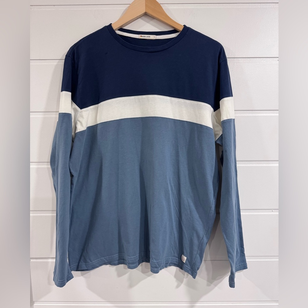 Marine Layer‎ Navy and Light Blue Long Sleeve Tee